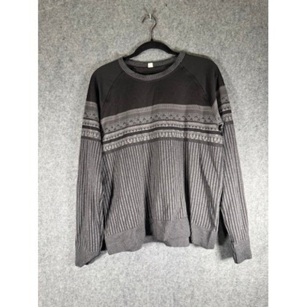 Lululemon Restless Pullover Women XL Black Gray Pullover Long Sleeve Crewneck